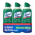 Lysol Air Sanitizer Spray with Bacterial Odor Eliminator for Home & Office, Sanitizing Air Spray, Air Freshener Alternative, Mountain Spring Scent, 10 oz (Pack of 3)