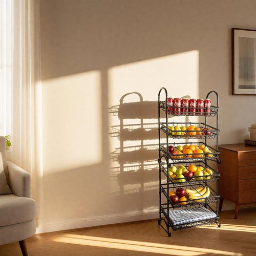 Lihou PapaQ Stackable Candy Display Rack|Stackable Candy Organizer|Multi-Function Snack Rack&Shelf for Chips |Perfect Display Solution for Stores (Black, Large)