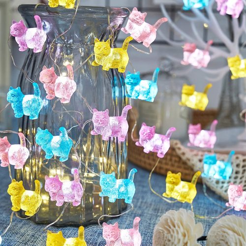 Belniak Cat Decorative Lights Pet Fairy String Lights Cute Gifts Novelty Kitty Lights 30LED 10ft USB Plug in or Battery Operated for Birthday Baby Shower Bedroom Xmas Kids Room Decor