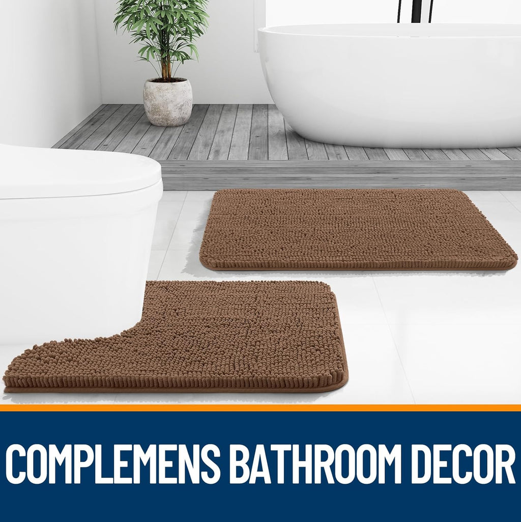 OLANLY Bathroom Rugs - Extra Soft Chenille Bath Mats | Quick-Dry, Machine Washable, 36x24 Mocha