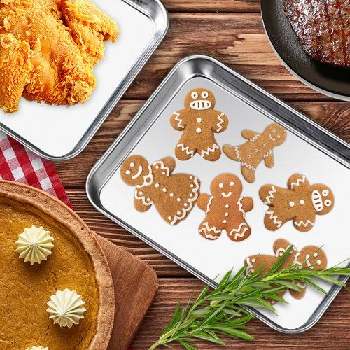 Voittozege 20-Piece Baking Sheet Set - Stainless Steel Pans, 10 x 8 x 1 Inch Oven & Dishwasher Safe