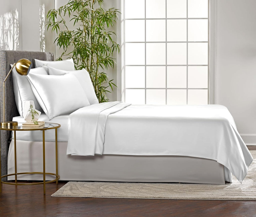 Pure Bamboo King Sheets - 100% Organic Viscose Bed Sheet Set, Soft & Cooling | White, 2-Pack