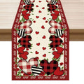 XCHI Buffalo Plaid Love Hearts Roses Flowers Valentine's Day Table Runner Table Decoration for Party Home Kitchen Dining Holiday Decor 13x90 Inch