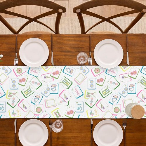 Buxiuer Mahjong Party Decorations Table Runner Mah Jong Game Night Club Birthday Supply Celebration Dining Home Kitchen Island Decor (13" x 72")