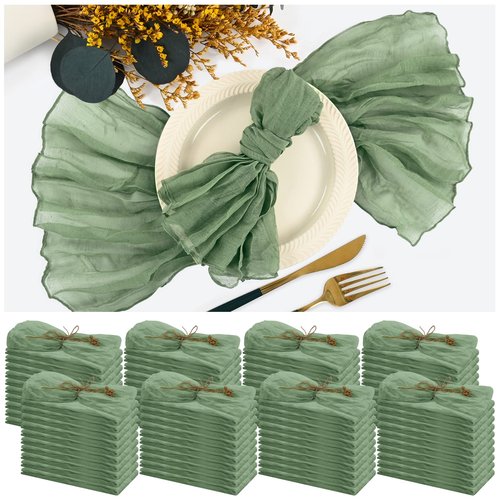 84 Pack Sage Green Cheese Cloth Napkins Gauze Napkin Cloth Bulk Set of 84 Washable Boho Dinner Table Napkins for Wedding Party Baby Shower Birthday Party Decorations，20 x 20 Inch