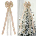 YINGQIWISH Christmas Tree Topper, Bow Large Christmas Bow Tree Topper, for Xmas Ornament Holiday Home Wedding Thanksgiving Indoor/Outdoor Decoration (Gold)