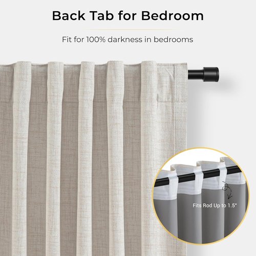 INOVADAY Total Blackout Curtains - Thermal Insulated Room Darkening Drapes, 84 Inch Long, Beige, 2 Panels