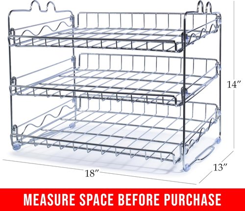 Che'mar Can Organizer - Stackable Rack for 36 Cans | Chrome Canned Food Storage for Pantry & Kitchen