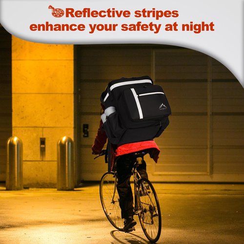 GoHimal Food Delivery Backpack, Insulated Food Delivery Bags for Takeout Bike, Large Pizza Takeout Bag for HOT/COLD with 4 Pockets Reflective Perfect for Uber Eats, Camping & Beach