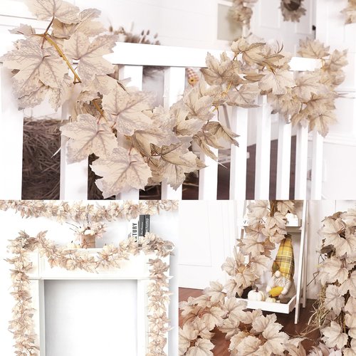 2 Pack 6 Ft Thanksgiving Decorations Fall Garland Maples Leaves Garlands Artificial Autumn Foliage Garlands Thanksgiving Garland for Home Farmhouse Porch Wedding Table Mantle Fireplace Party Christmas