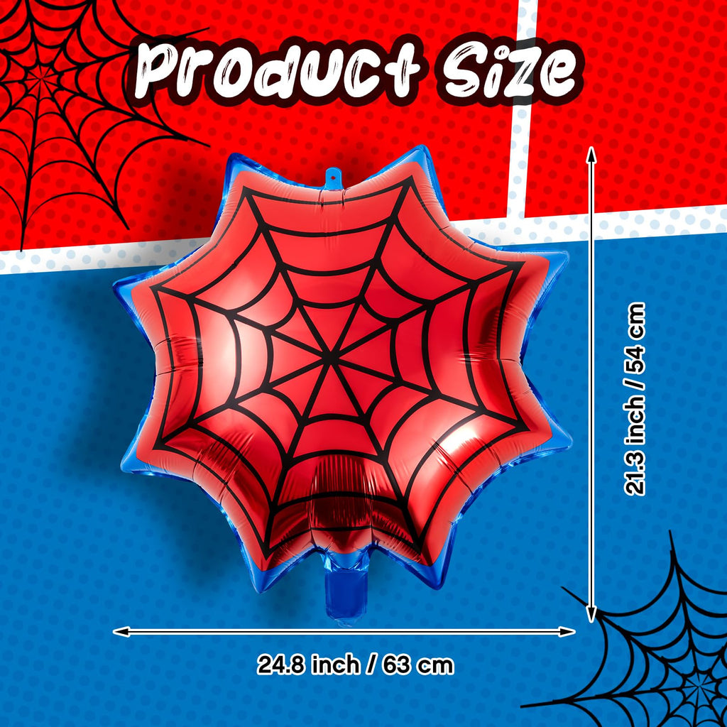 Soulchen 25" Spider Birthday Party Balloon Cartoon Characters Themed Party Decor Foil Large Spider Webs Balloons for Cartoon Carnival Theme Birthday Decorations(6 Pack,Red, Blue)