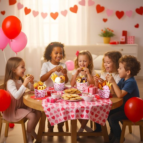 Newtay 120 Pieces Valentine's Day Heart Treat Snack Cups 8oz Disposable Paper Galentine Heart Paper Bowls Ice Cream Snack Bowls for Food Soup Hot Cold Drink