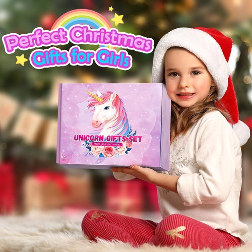Unicorns Gifts for Girls 5 6 7 8 9 10+ Years Old, Kids Toys Set for Teens Girls Birthday Gifts Christmas, Unicorn Toys with Light Up Soft Plush Star Pillow, Diary Notebook, Headband, Water Bottle
