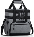 Skiennix Large Insulated Lunch Box - Dual-Compartment Cooler Bag for Work & Picnic | Grey 24-Can (14L)
