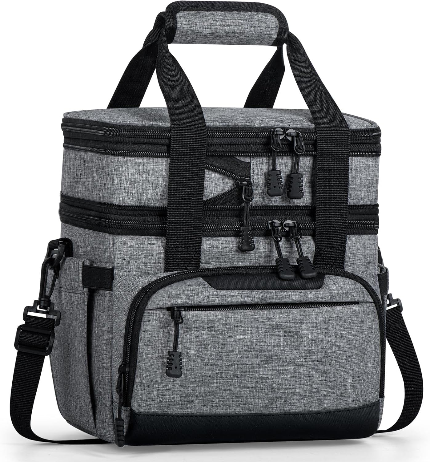 Skiennix Large Insulated Lunch Box - Dual-Compartment Cooler Bag for Work & Picnic | Grey 24-Can (14L)