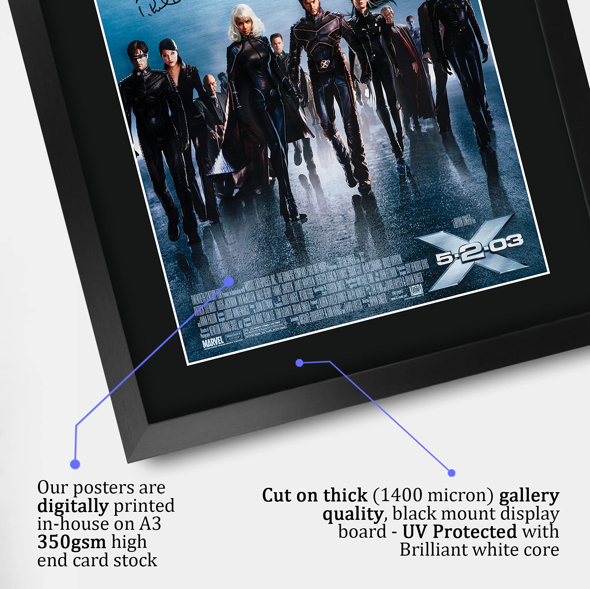 HWC Trading X-Men 2 Hugh Jackman, Patrick Stewart 16 x 12 inch Framed Gifts Printed Poster Signed Autograph Picture for Movie Memorabilia Fans - 16" x 12" Framed