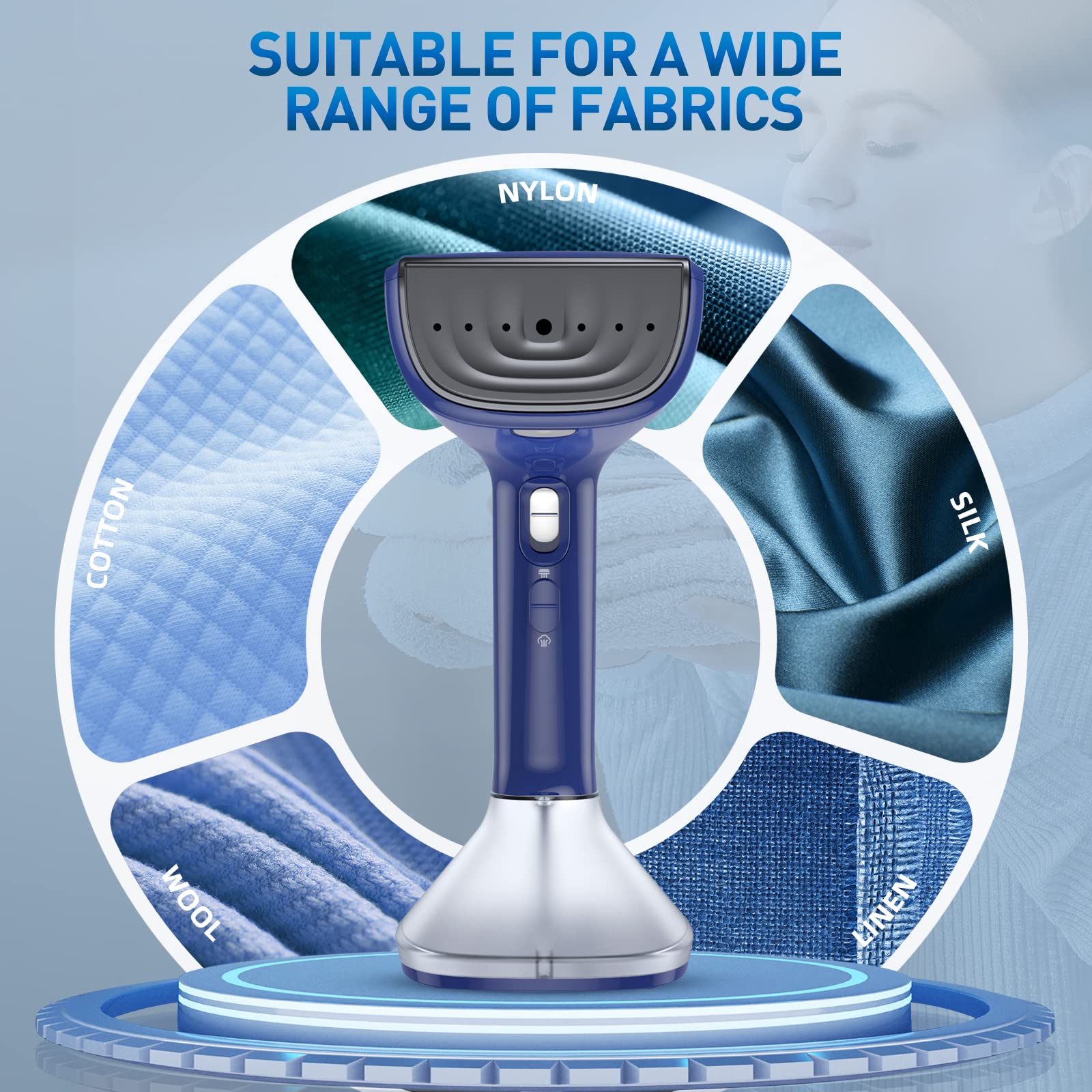 Steamer for Clothes -1800W with Wet/Dry Ironing Modes, 20-Second Heat-up, Detachable Water Tank, Heat-Resistant Gloves for Wrinkle Removal. Suitable for 120V Countries. Color: Black