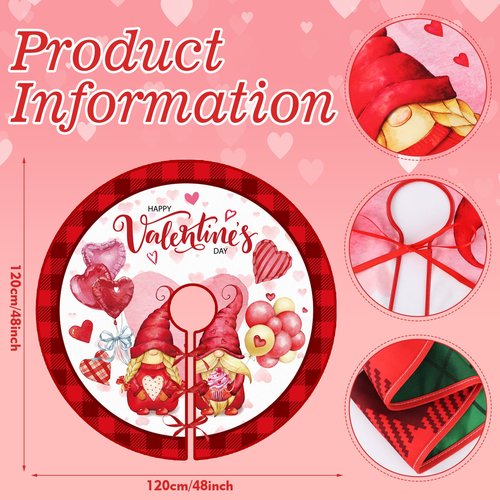 48 Inch St. Patrick's Day Tree Skirt Reversible Valentine's Day Decorations Double Sided Print Hearts Shamrock Mat for Home Holiday Party Decoration