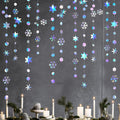 Winter Wonderland Party Decoration - Iridescent Snowflake Garland by [Brand Name] | 52Ft Holographic Streamer for Christmas & Weddings