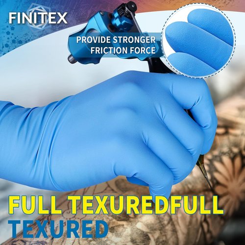FINITEX Disposable Blue Nitrile Gloves - 6mil Heavy Duty, Latex-Free, 100PCS, Food Safe & Powder-Free