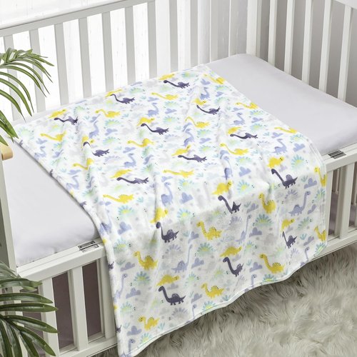 CREVENT Cozy Fluffy Fleece Baby Crib Blanket - 30''X40'' Dinosaur Design for Infants & Toddlers
