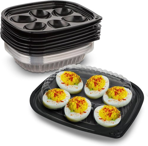 MT Products Clear Deviled Egg Containers - Durable Egg Platter Tray for 6 Eggs | Pack of 12 - Made in the USA