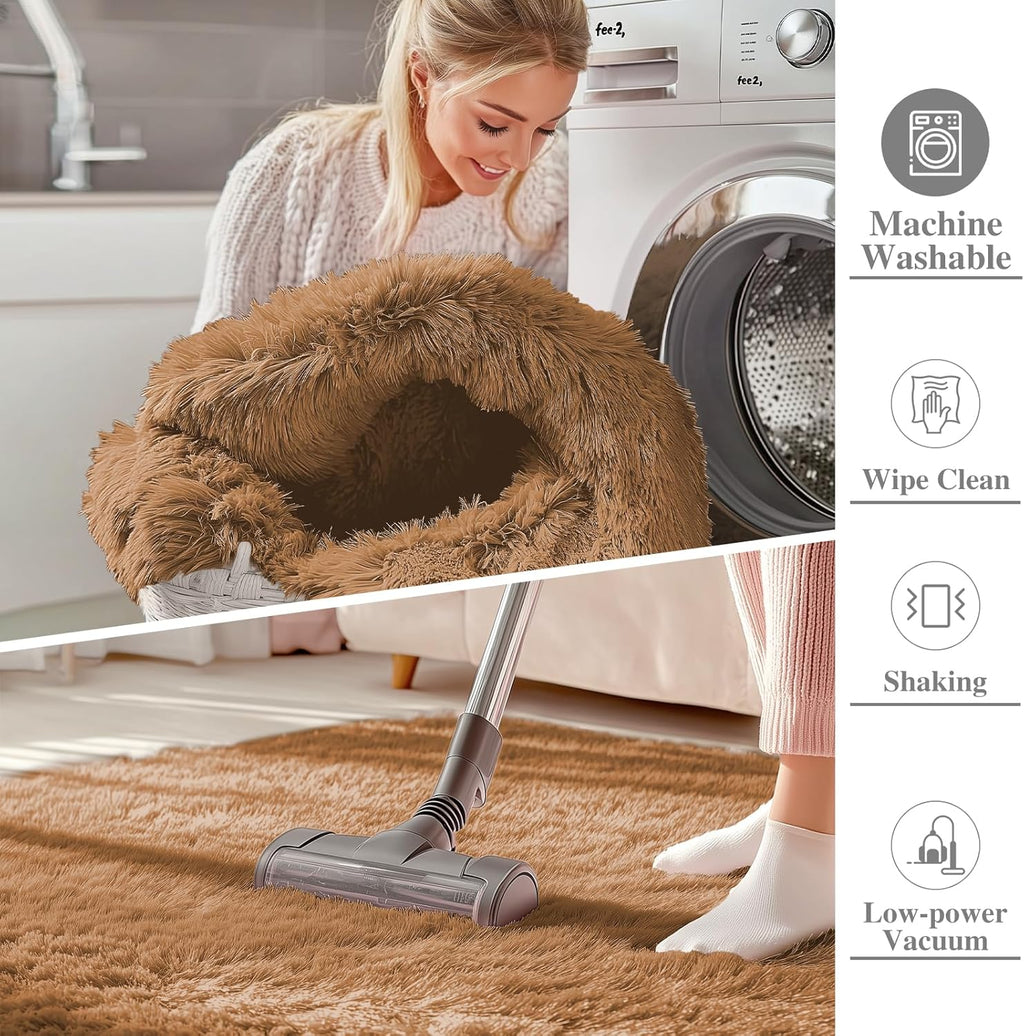 OLANLY Small Bedside Rug - Soft Fluffy Shaggy Indoor Carpet for Bedroom & Nursery | Khaki 2x3 ft