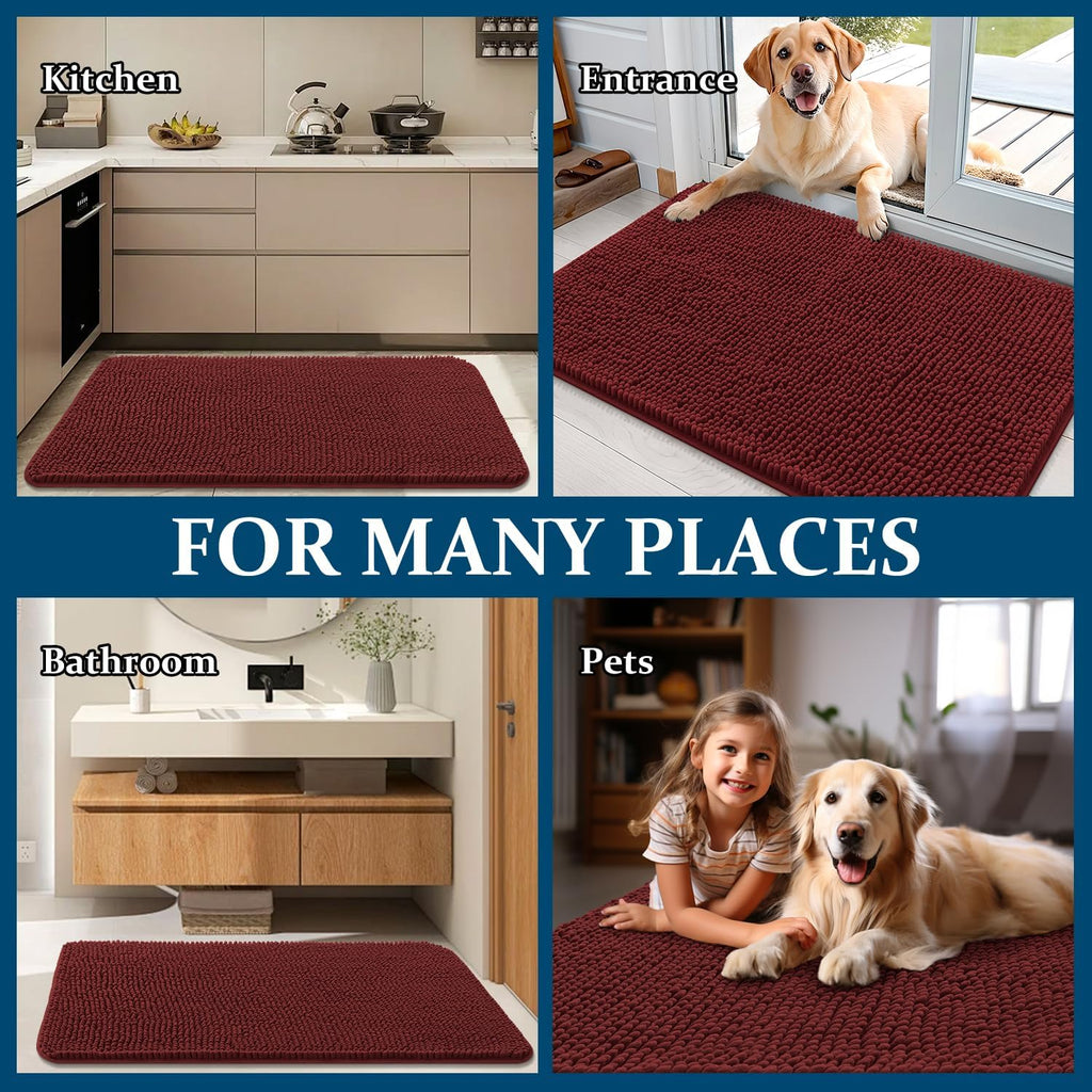 OLANLY Dog Door Mat - Absorbent Non-Slip Washable Doormat for Muddy Paws | 50x30, Caramel Russet