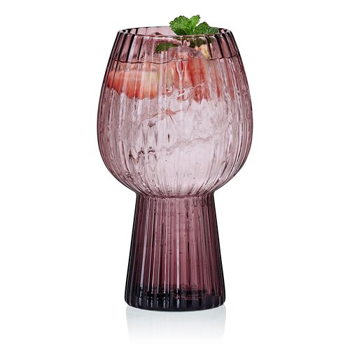 Mikasa Phoebe Modern 19 Oz. Optic Goblet Cups Tall Drinking Glasses, Set of 4, Lilac