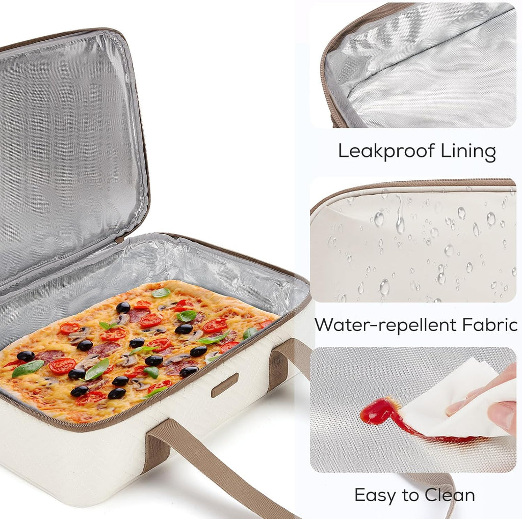 TOURIT Double Decker Insulated Casserole Carrier - Expandable Thermal Food Carrier for 9" x 13" Dishes