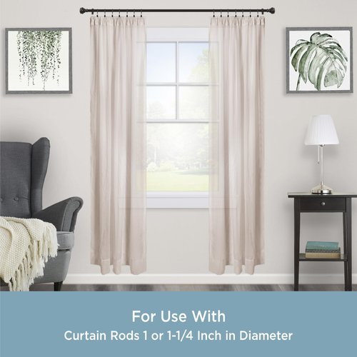 Kenney – Curtain Rings, Durable Black Metal Rings with Smooth Glide, Fits 1"–1-1/4" Diameter Curtain Rods, Oil Rubbed Bronze, 14-Pack