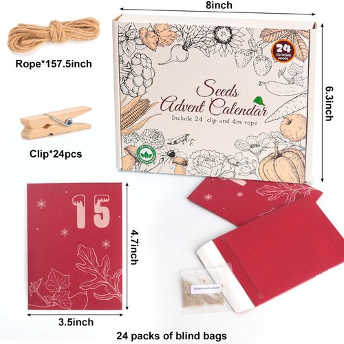 Seeds Christmas Advent Calendar 2025 for Women Adult, Hanging Decor Xmas Countdown Calendar for Garden Alike,Unique Christmas Countdown for Dad Mom Kids Family
