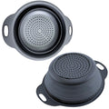 Black Silicone Collapsible Colanders - Kitchen Plastic Foldable Strainers for Pasta Small Camping Colander Bowl for Food