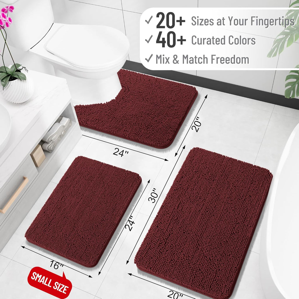OLANLY Bath Rugs - Extra Soft Absorbent Chenille Mats | Quick Dry, Machine Washable, 30x20, Andorra Red-Brown