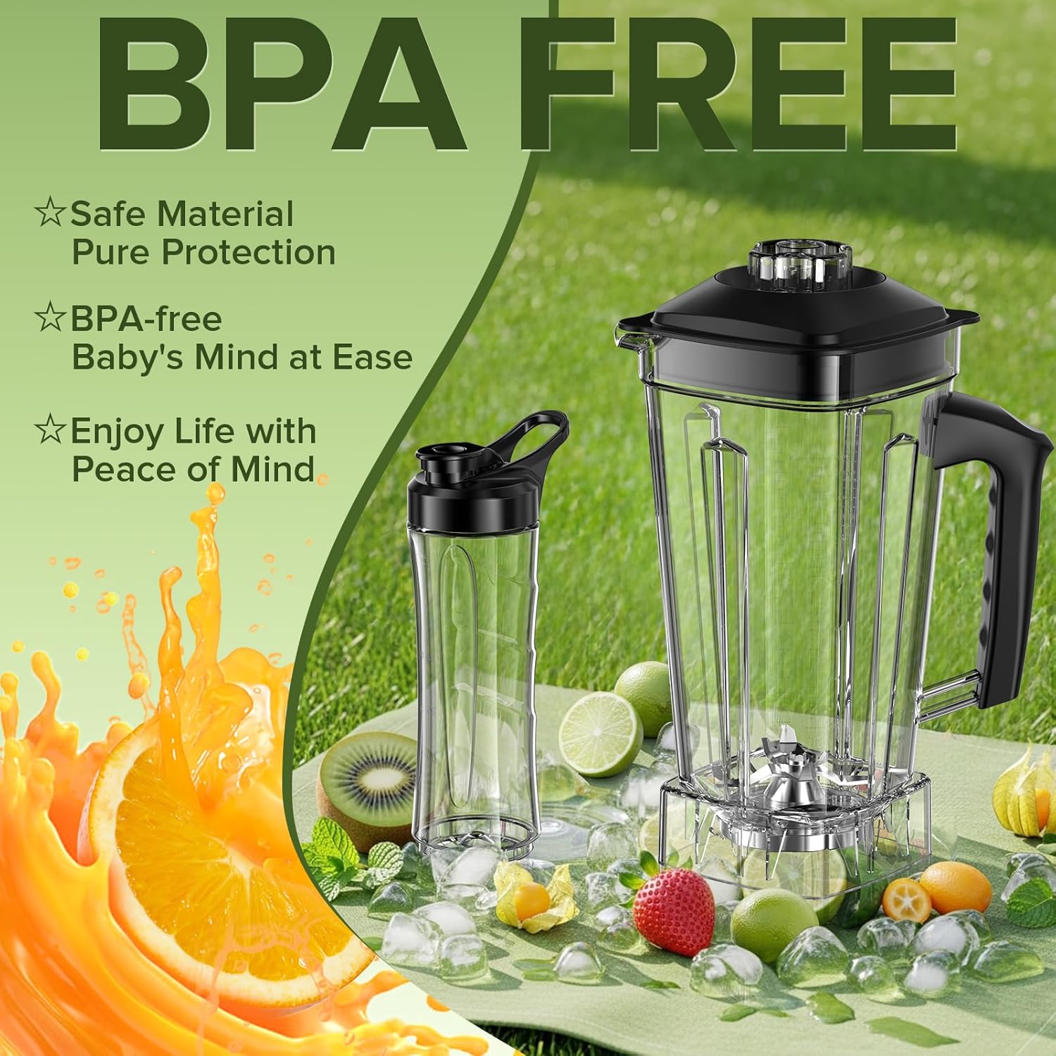 Skiennix Blender - Smoothie Maker with 68Oz Pitcher & 20Oz Juicer Container | Ice Crushing, Black