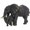 Deco 79 Polystone Elephant Decorative Sculpture Family Home Decor Statue with Gold Foil Accents, Accent Figurine 14" x 8" x 9", Bronze