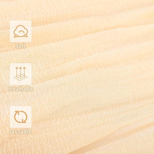 Beige Cheesecloth Table Runner - 35x120 Inches | Rustic Boho Decor for Engagements & Baby Showers