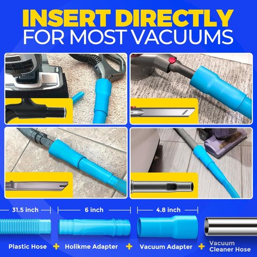 Holikme Dryer Vent Cleaner Kit - Lint Remover Vacuum Attachment Brush | Duct Cleaning Tool in Blue