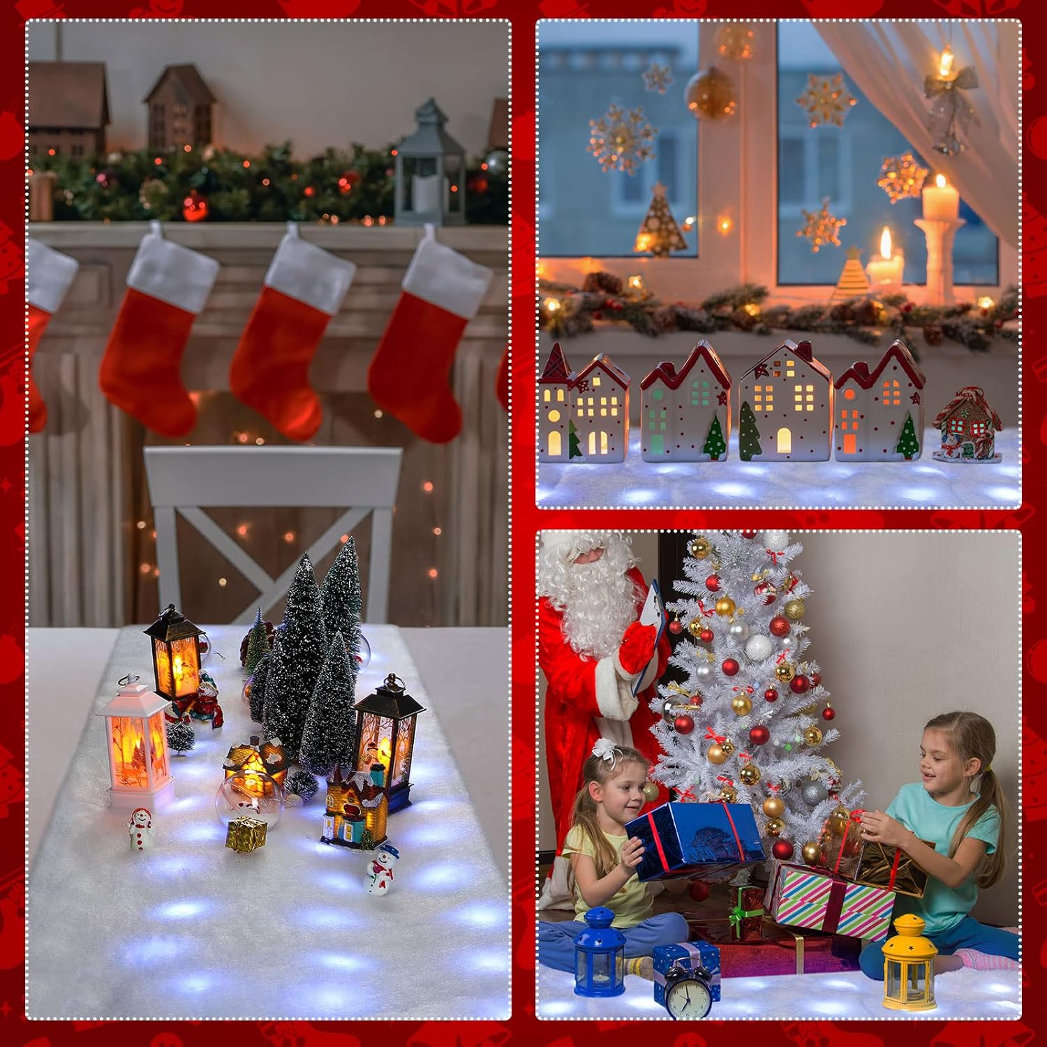 Zhengmy Christmas Lighted Snow Blanket - Pre-Lit LED Table Decor for Holiday Village | 4.9ft x 16in White
