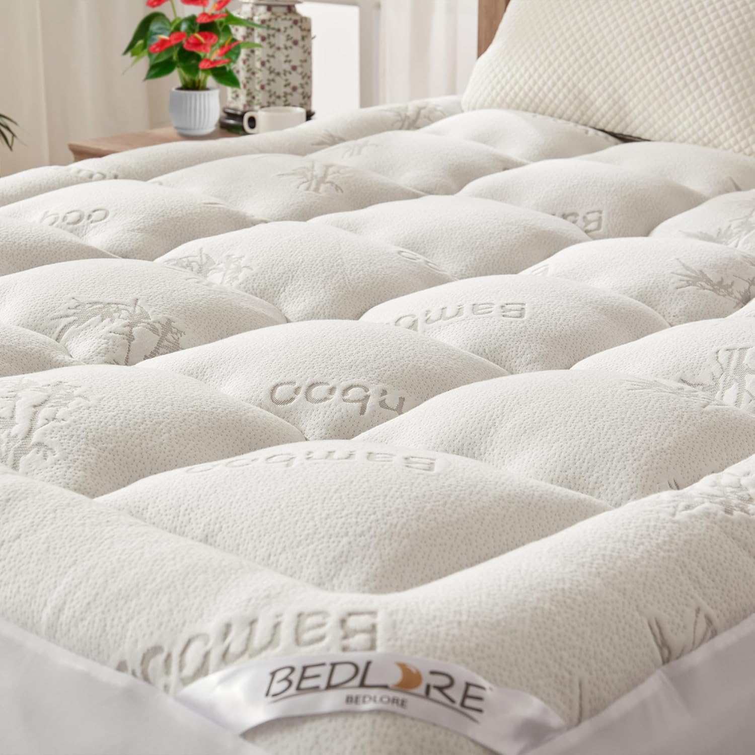 BEDLORE Twin Mattress Topper - Soft Bamboo Viscose Pillow Top for 6-15 Inch Mattresses | Breathable Comfort & Back Pain Relief