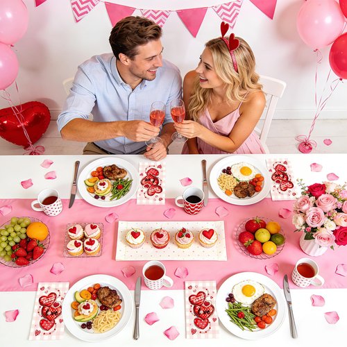 100Pcs Valentine Paper Napkins 3 Ply Red Pink Heart Love XOXO Disposable Absorbent Hand Towels Valentine's Day Decorative Guest Napkins for Wedding Romantic Lunch Dinner Bathroom Party Decorations