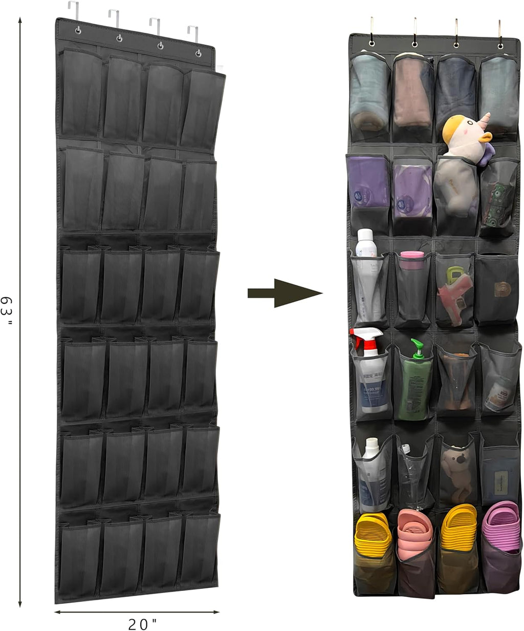 SimpleHouseware Over The Door Shoe Organizer - 24 Large Mesh Pockets for Sturdy Storage | Black