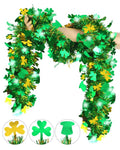33FT St Patricks Day Garland Decor Gold Green Hat Shamrock Tinsel Garland for Home Indoor Outdoor St Patricks Day Party Supplies