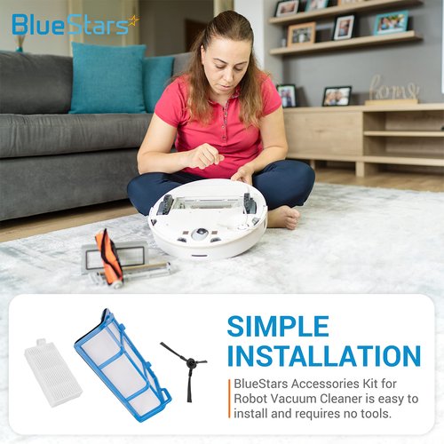 BlueStars Replacement Parts Filter Kit for Robotic Vacuum ILIFE V3 V3s V5 V5s V5s Pro Robot Vacuum Cleaner - 1 Primary Filter 3 HEPA Filter 6 Side Brushes - Pack of 10