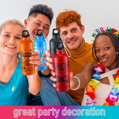 SiliFine 12 Pcs 17oz Gaming Water Bottle Sports Insulated Water Bottles with Hook Clip Funny Quotes Aluminum Gamer Iced Coffee Travel Mug for Birthday Video Game Party Favors (Multicolor)