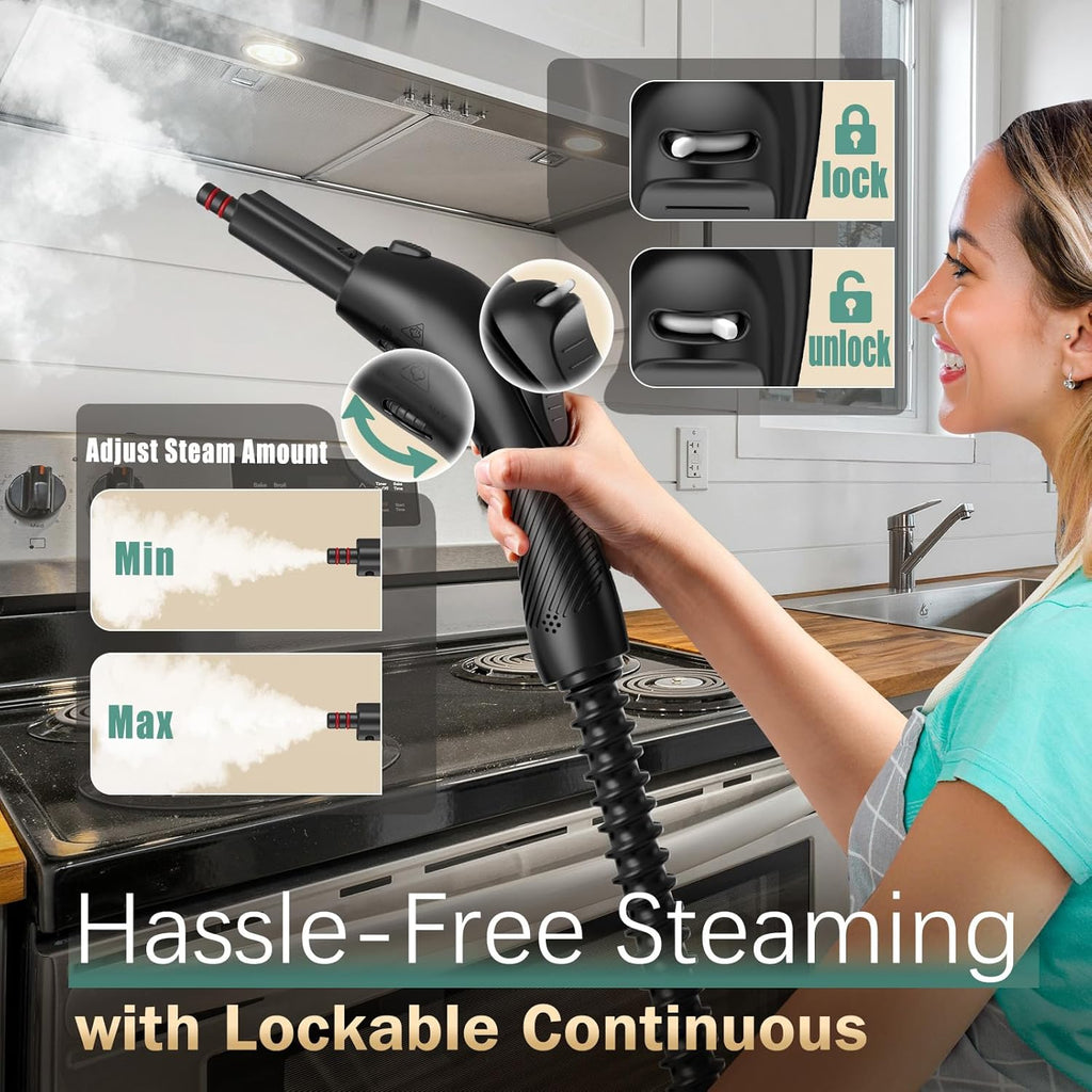 Skiennix Steam Cleaner - 1800W Powerful Multipurpose Mop with 28 Accessories & 1.5L Tank | Chemical-Free Floor Cleaning