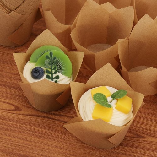 Brown Tulip Muffin Liners - 600 Pcs Standard Size Parchment Cupcake Baking Cups for Parties