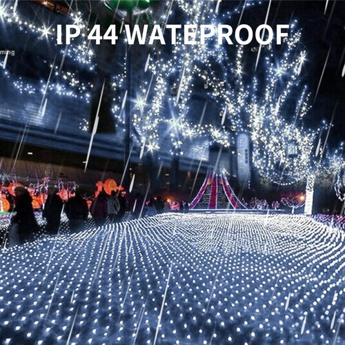 Dazzle Bright 360 LED Net Lights - 12FT x 5FT Waterproof String Lights with 8 Modes | White Christmas Decor