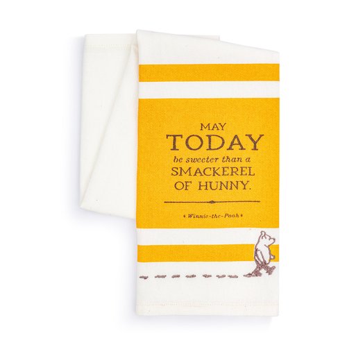 DEMDACO Pooh Classic Yellow Bear Everyday Collection May Today Be Sweeter Than A Smackerel of Hunny Yellow 17 x 28 All Cotton Absorbent Kitchen Dish Hand Towel
