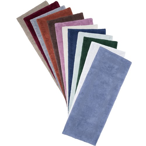Lavish Home Reversible Long Bath Mat - 60x24-Inch Plush Cotton Bathroom Runner - Machine Washable Bath Mats for Bathroom, Kitchen, or Laundry Room (White)